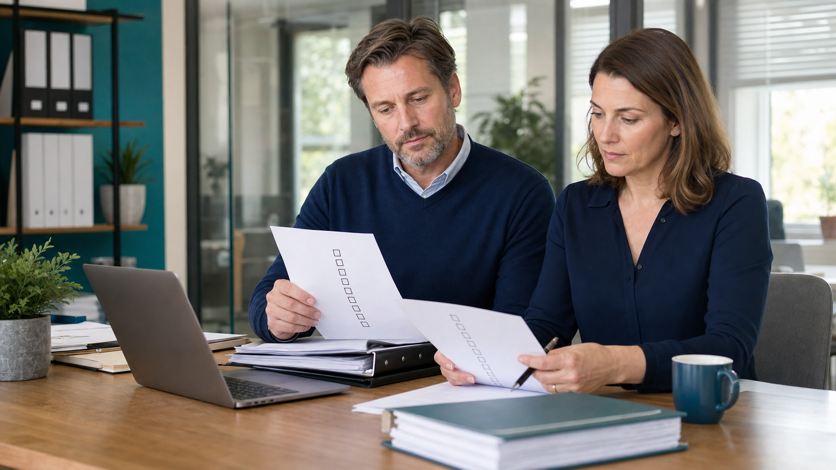 Uitzendondernemer bereidt met een adviseur een dossier voor een toelatingsinspectie voor