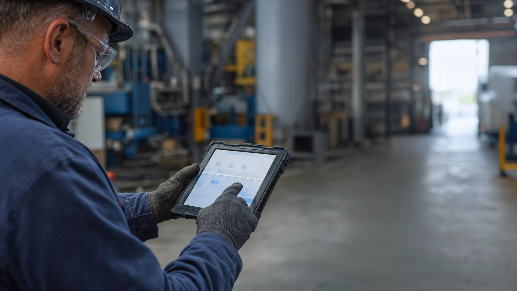 Digitale accordering van gewerkte uren op een tablet op de werkvloer